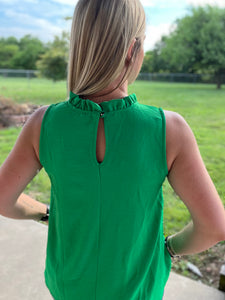 Ruffled mock neck tank