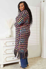 Load image into Gallery viewer, Double Take Full Size Multicolored Open Front Fringe Hem Cardigan