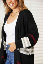 Load image into Gallery viewer, Double Take Striped Rib-Knit Drop Shoulder Open Front Cardigan