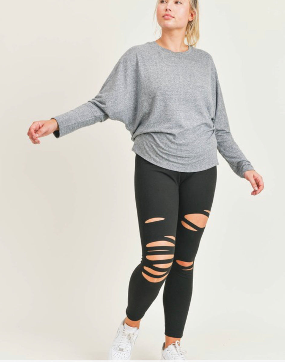 Mono B Laser Cut Leggings - Burgundy