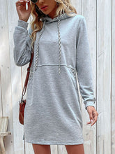 Load image into Gallery viewer, Striped Drawstring Long Sleeve Hoodie Dress