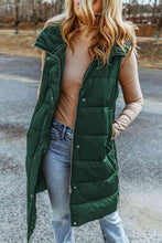 Load image into Gallery viewer, Longline Hooded Sleeveless Puffer Vest