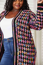 Load image into Gallery viewer, Double Take Full Size Multicolored Open Front Fringe Hem Cardigan