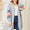 Double Take Multicolored Stripe Open Front Longline Cardigan