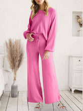 Load image into Gallery viewer, Long Sleeve Lounge Top and Drawstring Pants Set