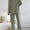 Ribbed V-Neck Top and Pants Set