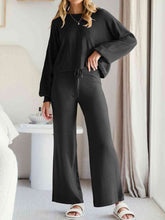 Load image into Gallery viewer, Long Sleeve Lounge Top and Drawstring Pants Set