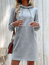 Load image into Gallery viewer, Striped Drawstring Long Sleeve Hoodie Dress