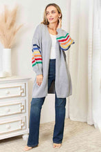 Load image into Gallery viewer, Double Take Multicolored Stripe Open Front Longline Cardigan