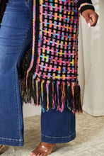 Load image into Gallery viewer, Double Take Full Size Multicolored Open Front Fringe Hem Cardigan