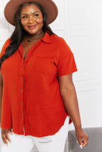 Load image into Gallery viewer, Zenana Full Size Summer Breeze Gauze Short Sleeve Shirt in Copper