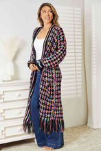 Load image into Gallery viewer, Double Take Full Size Multicolored Open Front Fringe Hem Cardigan