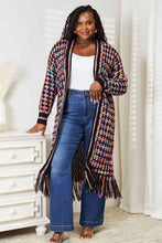 Load image into Gallery viewer, Double Take Full Size Multicolored Open Front Fringe Hem Cardigan