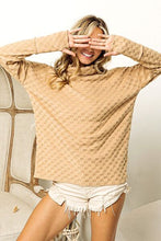 Load image into Gallery viewer, BiBi Checkered Round Neck Thumbhole Long Sleeve Top