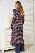 Load image into Gallery viewer, Double Take Full Size Multicolored Open Front Fringe Hem Cardigan