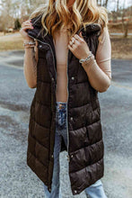 Load image into Gallery viewer, Longline Hooded Sleeveless Puffer Vest