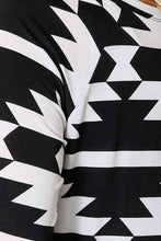 Load image into Gallery viewer, Heimish Full Size Geometric Notched Neck Long Sleeve Top