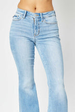 Load image into Gallery viewer, Judy Blue Full Size Mid Rise Raw Hem Slit Flare Jeans