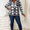 Heimish Full Size Geometric Notched Neck Long Sleeve Top