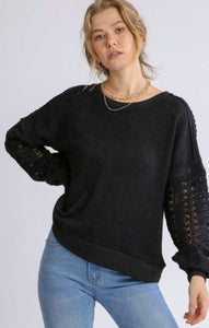 Black crochet detail sleeve top