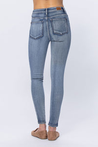 CURVY Judy Blue High Rise Heavy Hand Sand Skinny