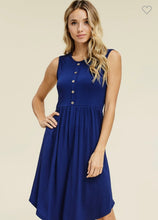 Load image into Gallery viewer, Estate Blue button detail midi dress