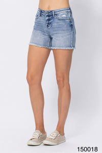 CURVY Judy Blue Medium wash cutoff shorts