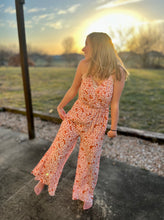 Load image into Gallery viewer, Peach floral jumpsuit