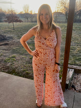 Load image into Gallery viewer, Peach floral jumpsuit