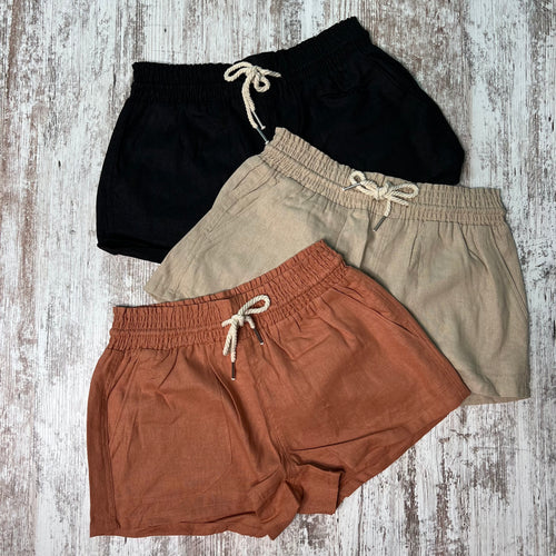 Linen drawstring shorts