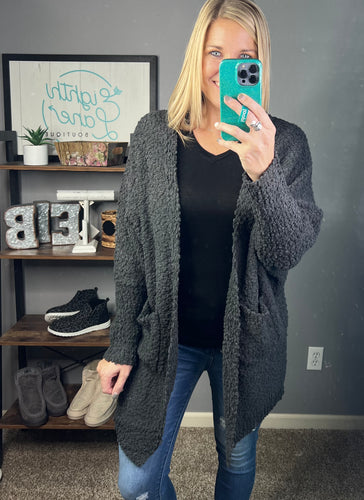 Charcoal fuzzy cardigan