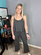 Load image into Gallery viewer, Charcoal crop jumpsuit