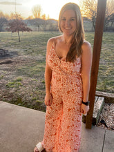 Load image into Gallery viewer, Peach floral jumpsuit