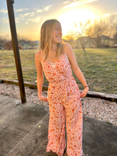 Load image into Gallery viewer, Peach floral jumpsuit