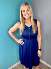 Load image into Gallery viewer, Estate Blue button detail midi dress