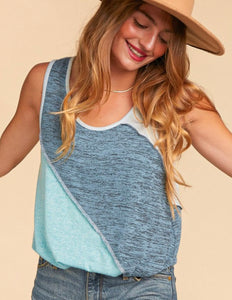 Blues color block tank