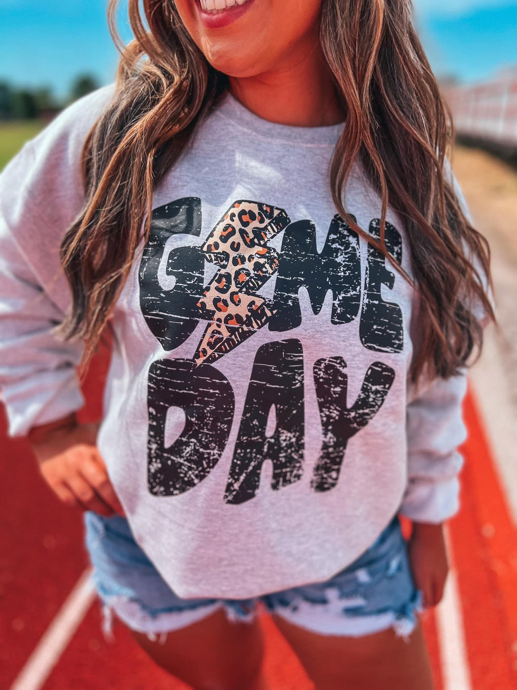 Grey game day lightning bolt sweatshirt - Unisex