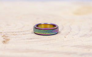 Stainless steel glitter spinner anxiety ring