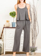 Load image into Gallery viewer, Charcoal crop jumpsuit