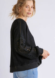 Black crochet detail sleeve top