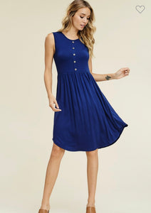 Estate Blue button detail midi dress