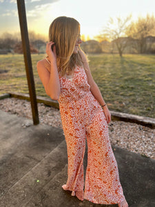 Peach floral jumpsuit