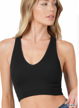 Load image into Gallery viewer, Ribbed cropped racerback bra top