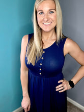 Load image into Gallery viewer, Estate Blue button detail midi dress