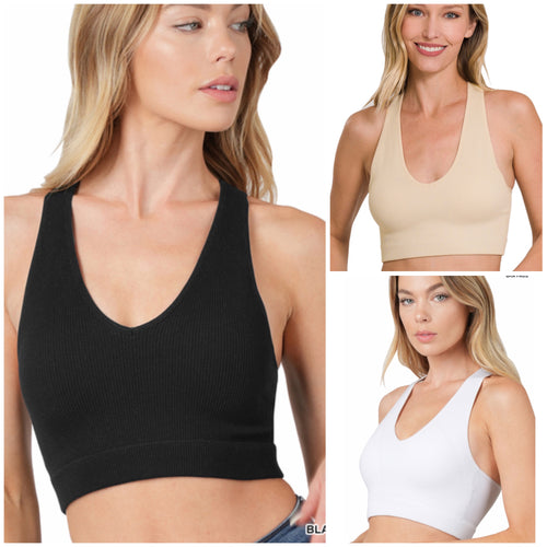 Ribbed cropped racerback bra top