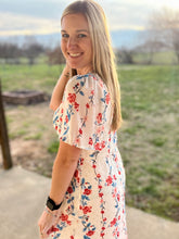 Load image into Gallery viewer, PLUS Ivory floral dress with side slit