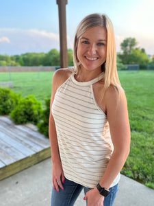 PLUS Ivory & grey striped rocker tank