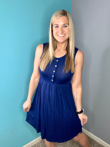 Estate Blue button detail midi dress